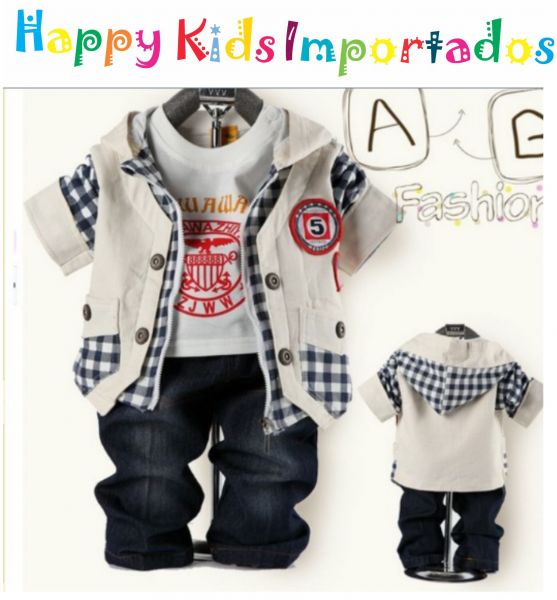 Conj. Fashion Boy. Calça+Camisa de manga longa +casaco
